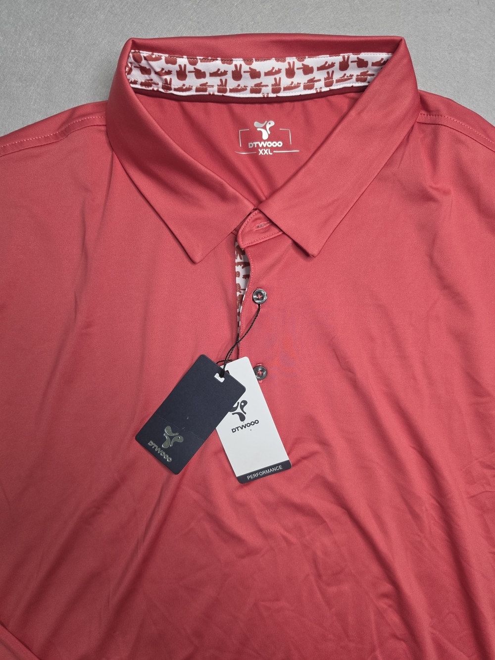 DTWOOO Performance Polo XXL UPF 30+ 4 Way Stretch NWT Coral